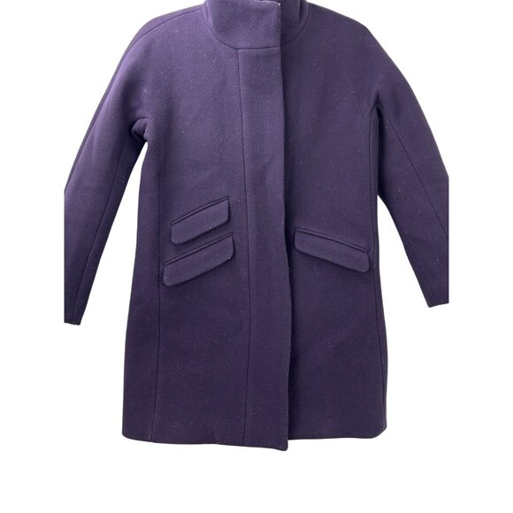 J. Crew Womens 2P Cocoon Coat Italian Stadium Cloth Nello Gori Purple Wool Blend - Picture 8 of 15